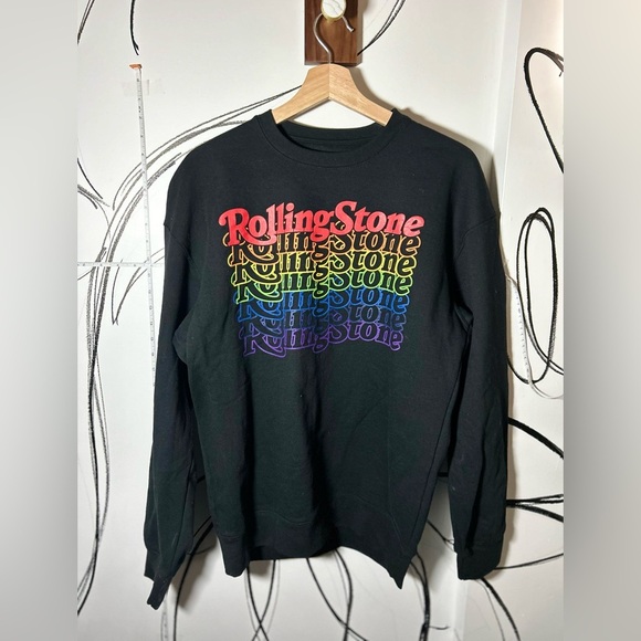 the Rolling Stones Other - NWOT Rolling Stone Black Graphic Pullover, Rainbow “Rolling Stone” Medium Unisex